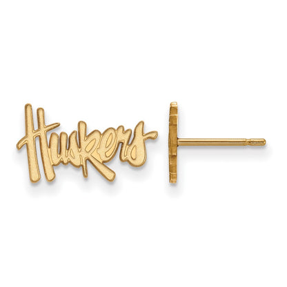 10K Yellow Gold Logoart University Of Nebraska Huskers Extra Small Post Earrings