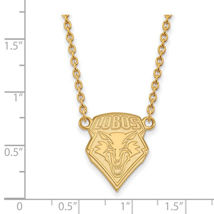 Gold Plated Sterling Silver Logoart University Of New Mexico Large Pendant 18 Inch Necklace