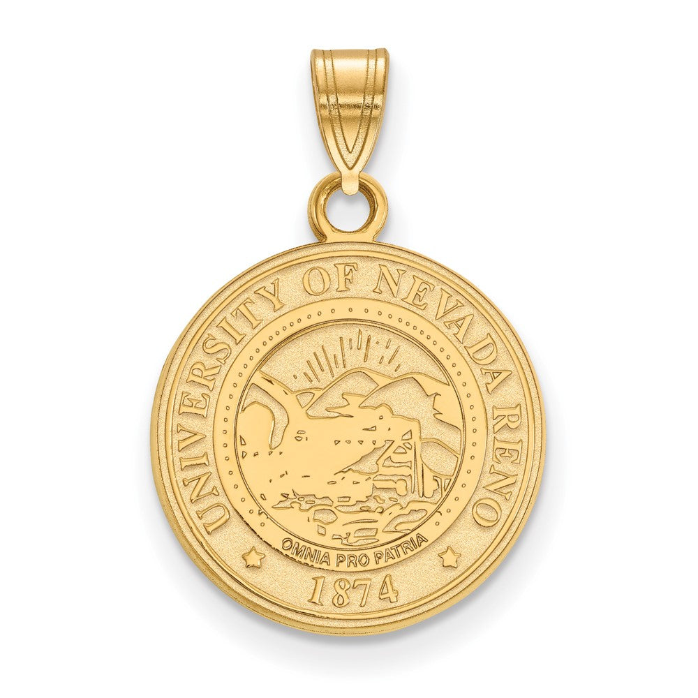Gold Plated Sterling Silver Logoart University Of Nevada Reno Medium Crest Pendant