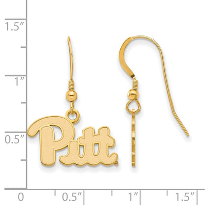 Gold Plated Sterling Silver Logoart University Of Pittsburgh Small Dangle Wire Earrings
