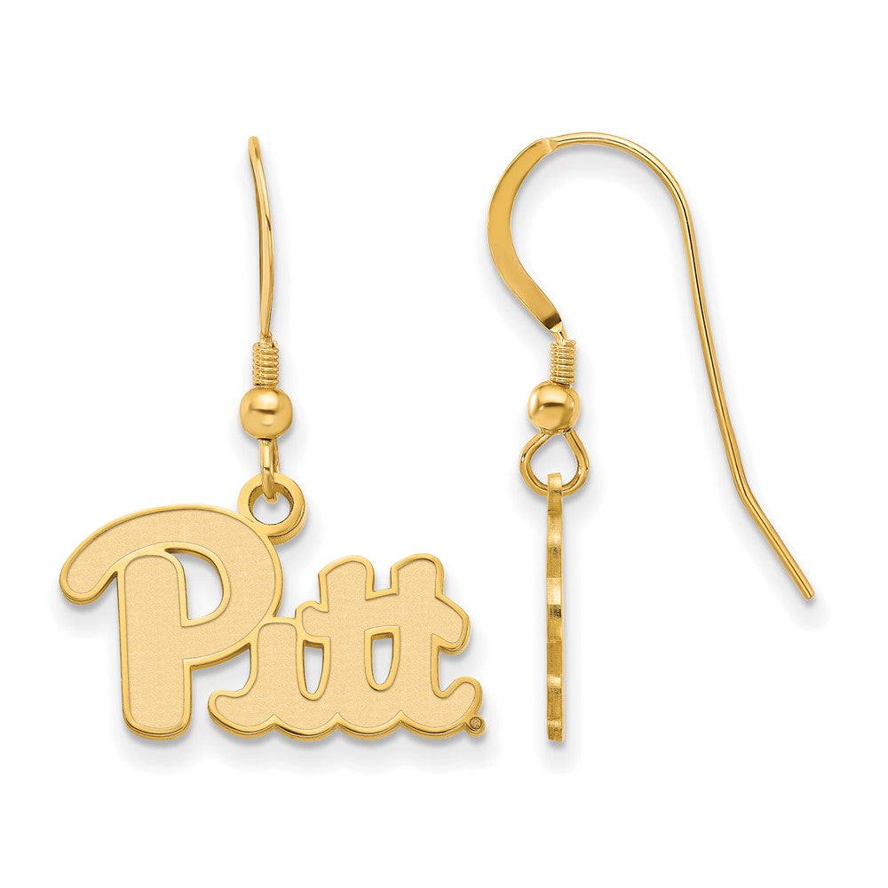 Gold Plated Sterling Silver Logoart University Of Pittsburgh Small Dangle Wire Earrings