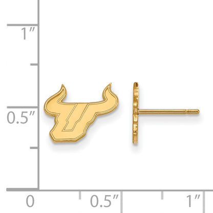 10K Yellow Gold Logoart University Of South Florida Bull Extra Small Post Earrings