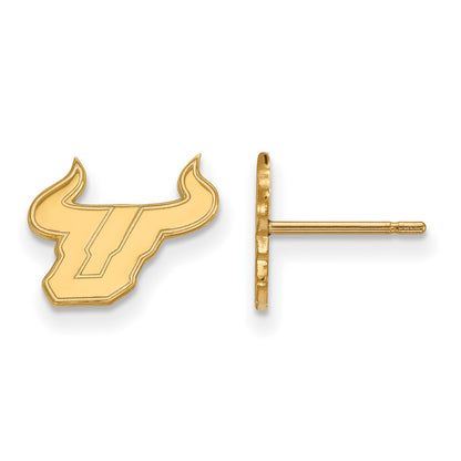 14K Yellow Gold Logoart University Of South Florida Bull Extra Small Post Earrings