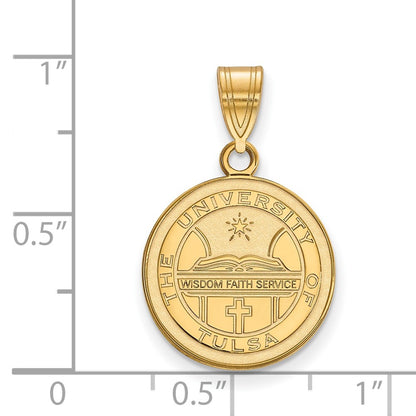 Gold Plated Sterling Silver Logoart University Of Tulsa Medium Crest Pendant