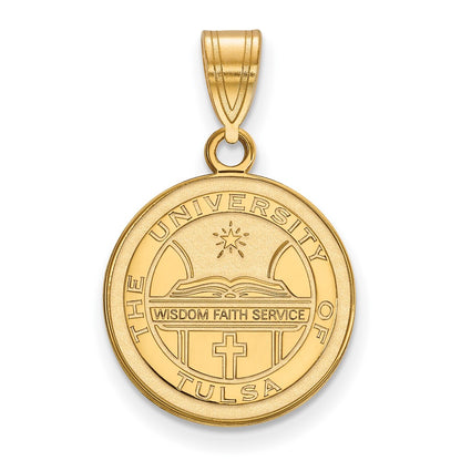 Gold Plated Sterling Silver Logoart University Of Tulsa Medium Crest Pendant