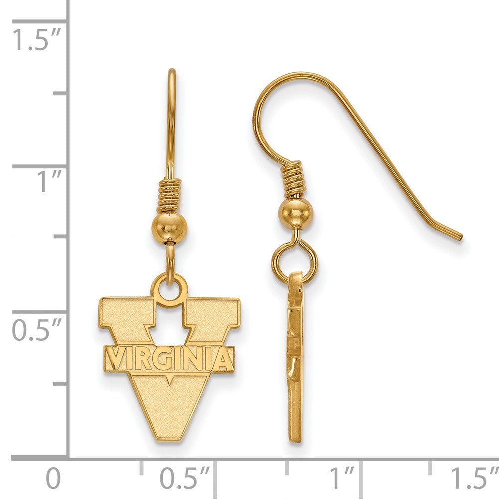 Gold Plated Sterling Silver Logoart University Of Virginia Small Dangle Wire Earrings