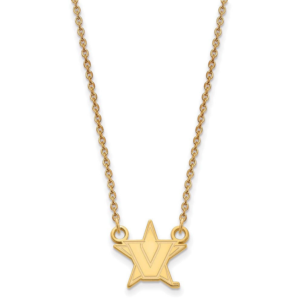 10K Yellow Gold 10Ky Logoart Vanderbilt University Small Pendant Necklace