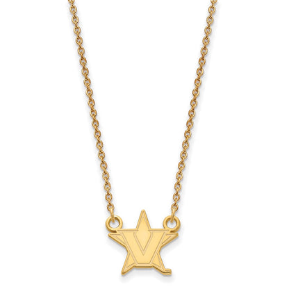 10K Yellow Gold 10Ky Logoart Vanderbilt University Small Pendant Necklace