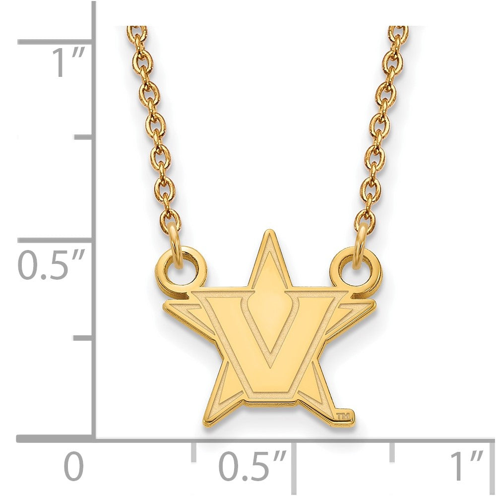 10K Yellow Gold 10Ky Logoart Vanderbilt University Small Pendant Necklace