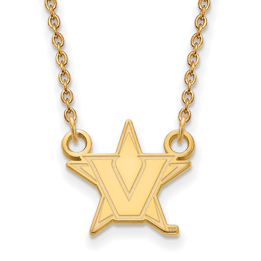 Gold Plated Sterling Silver Gp Logoart Vanderbilt University Small Pendant Necklace