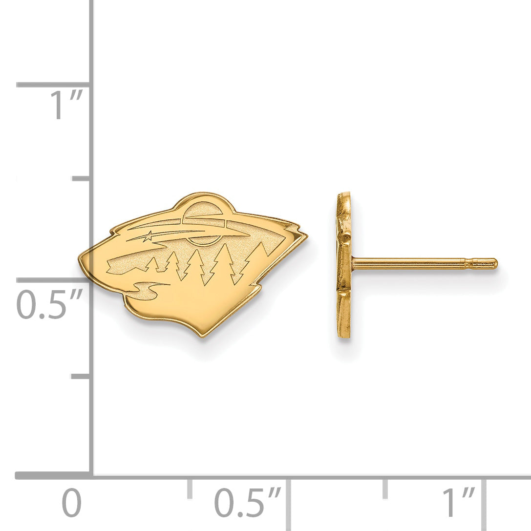 14K Yellow Gold Nhl Logoart Minnesota Wild Extra Small Post Earrings