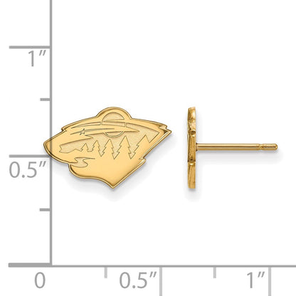 Gold Plated Sterling Silver Nhl Logoart Minnesota Wild Extra Small Post Earrings