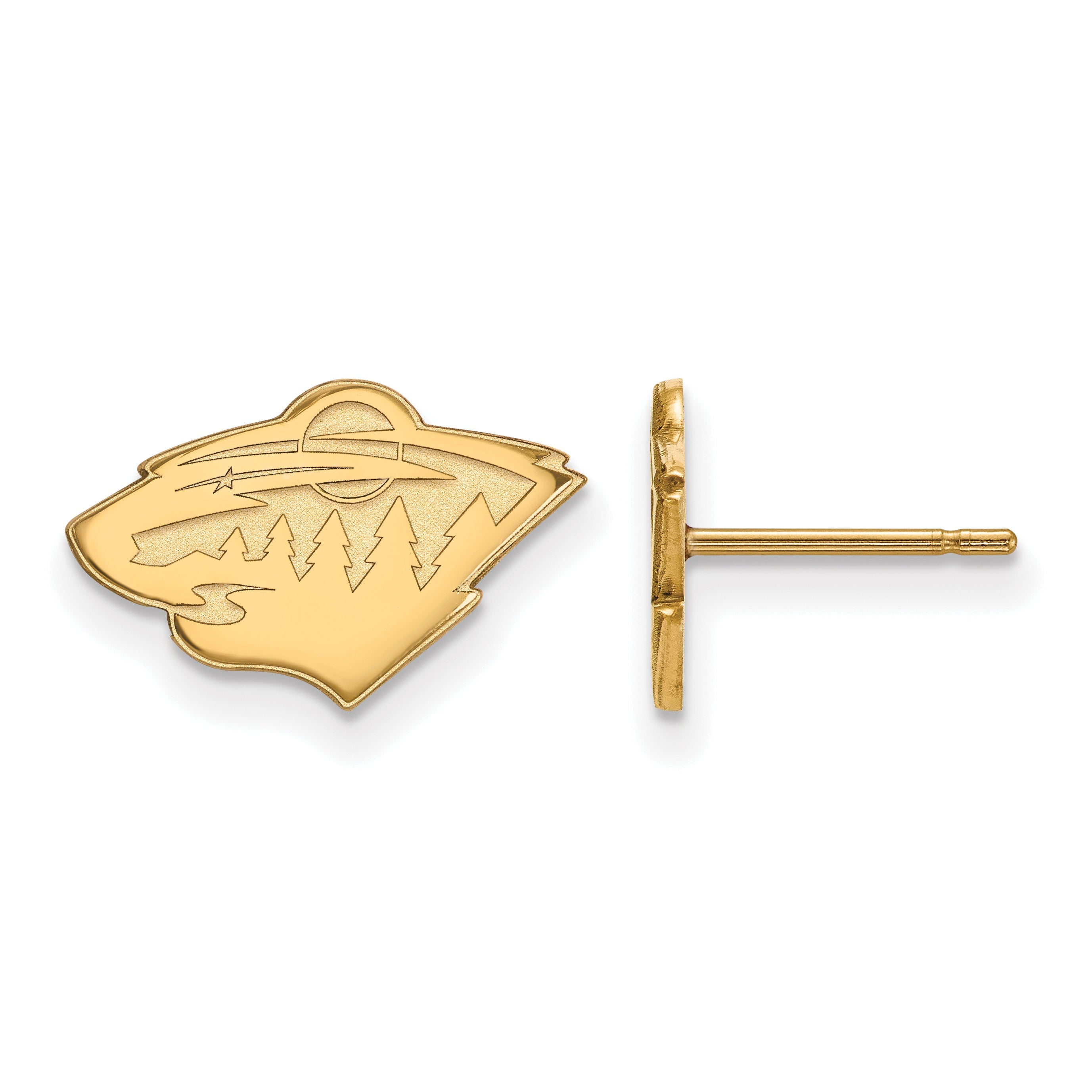 14K Yellow Gold Nhl Logoart Minnesota Wild Extra Small Post Earrings