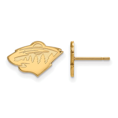 14K Yellow Gold Nhl Logoart Minnesota Wild Extra Small Post Earrings