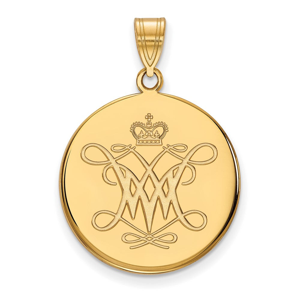 14K Yellow Gold Logoart College Of William And Mary Large Disc Pendant