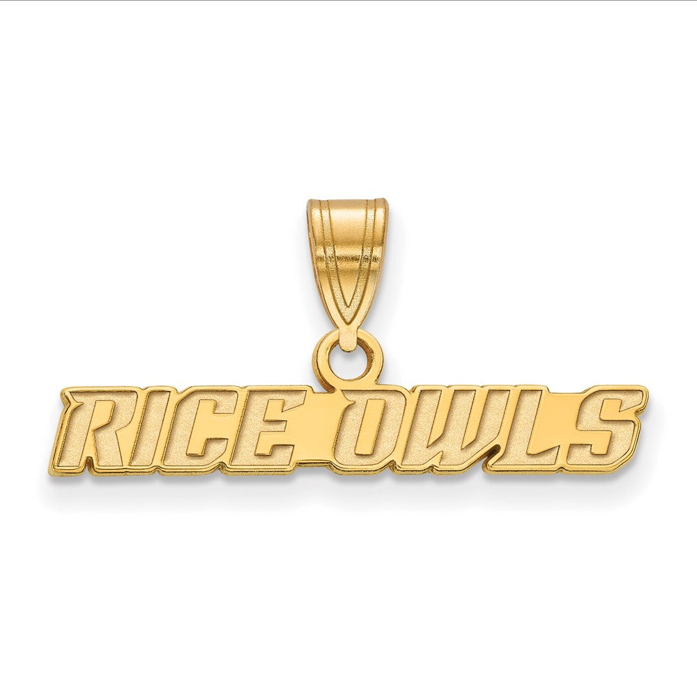 Gold Plated Sterling Silver Logoart Rice University Owls Medium Pendant