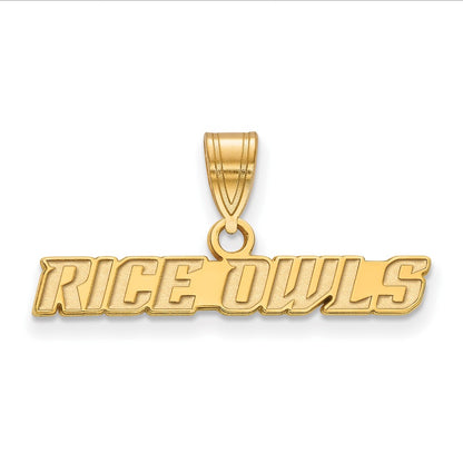 Gold Plated Sterling Silver Logoart Rice University Owls Medium Pendant