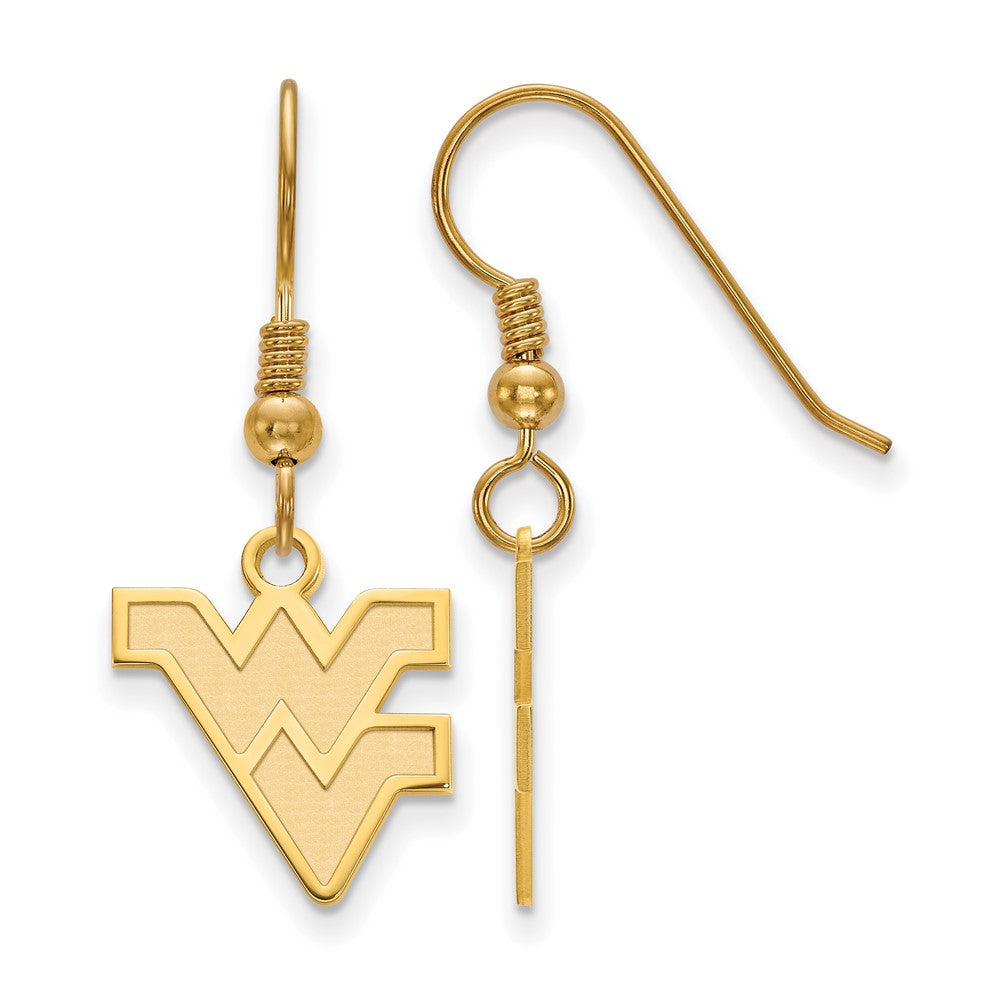 Gold Plated Sterling Silver Logoart West Virginia University W V Small Dangle Wire Earrings