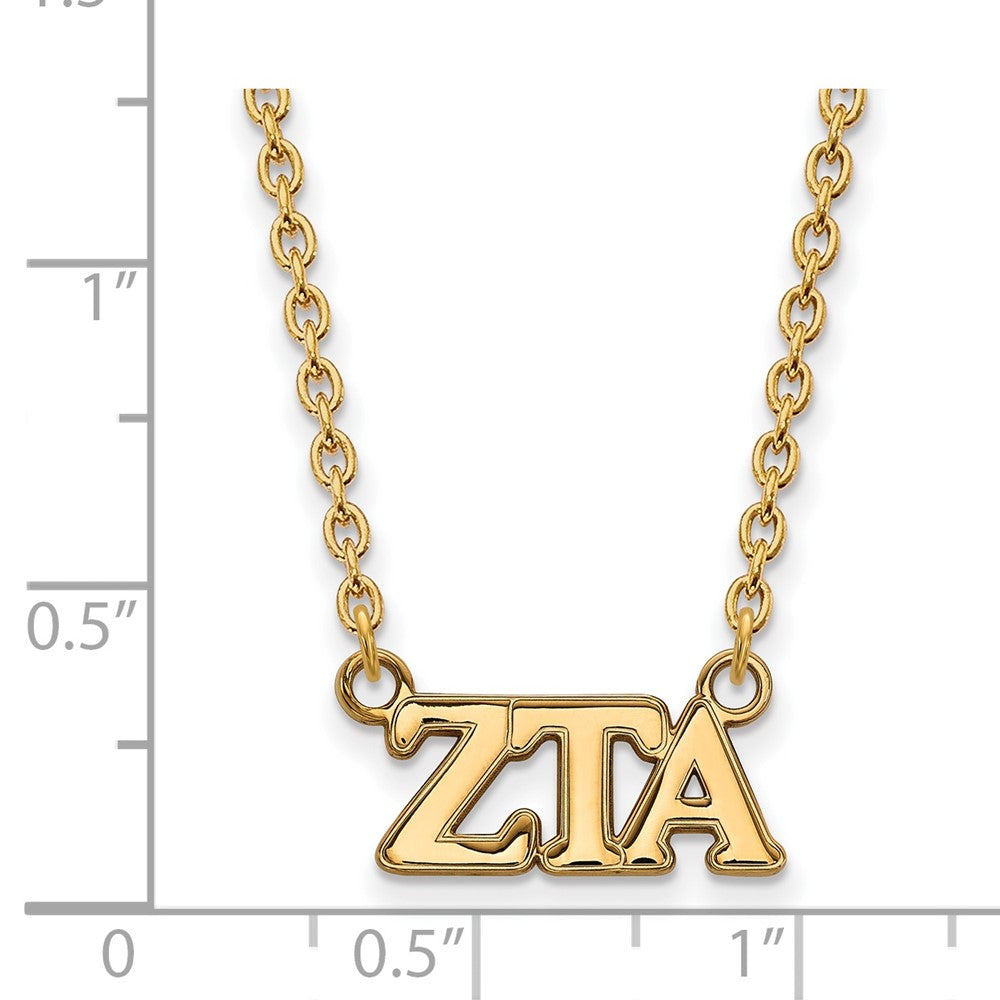 Gold Plated Sterling Silver Logoart Zeta Tau Alpha Sorority Greek Letters Medium Pendant 18 Inch Necklace