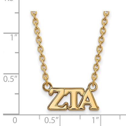 Gold Plated Sterling Silver Logoart Zeta Tau Alpha Sorority Greek Letters Medium Pendant 18 Inch Necklace