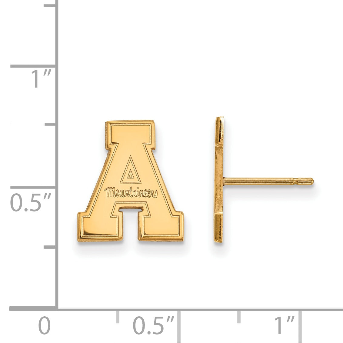 Gold Plated Sterling Silver Logoart Appalachian State University Small Post Earrings