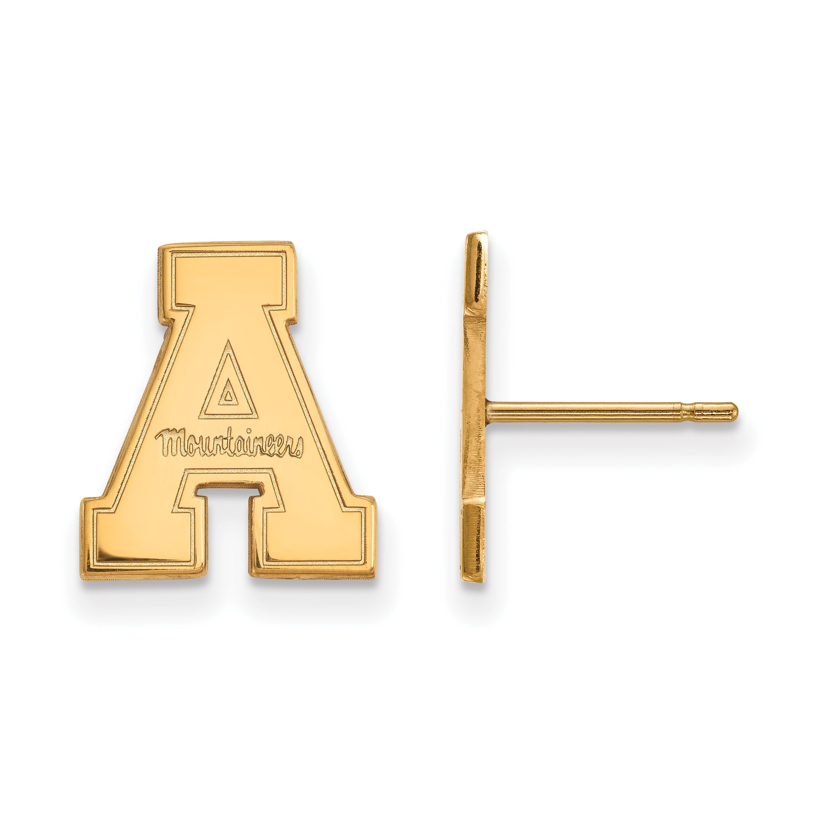 Gold Plated Sterling Silver Logoart Appalachian State University Small Post Earrings