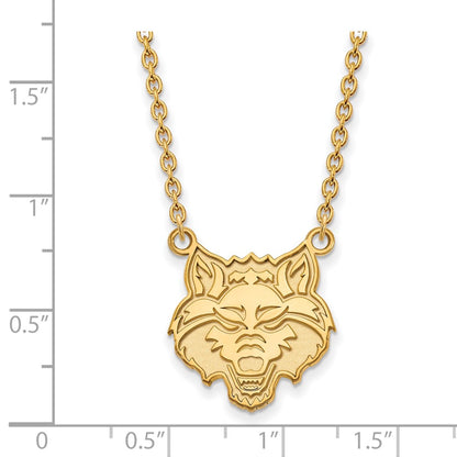 14K Yellow Gold Logoart Arkansas State University Wolf Large Pendant 18 Inch Necklace