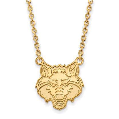 10K Yellow Gold Logoart Arkansas State University Wolf Large Pendant 18 Inch Necklace