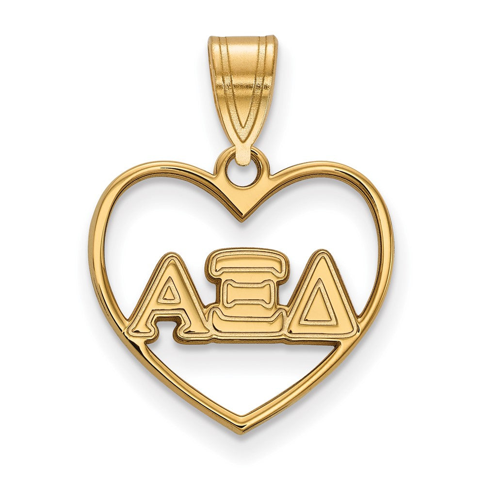 Gold Plated Sterling Silver Logoart Alpha Xi Delta Sorority Greek Letters Heart Pendant