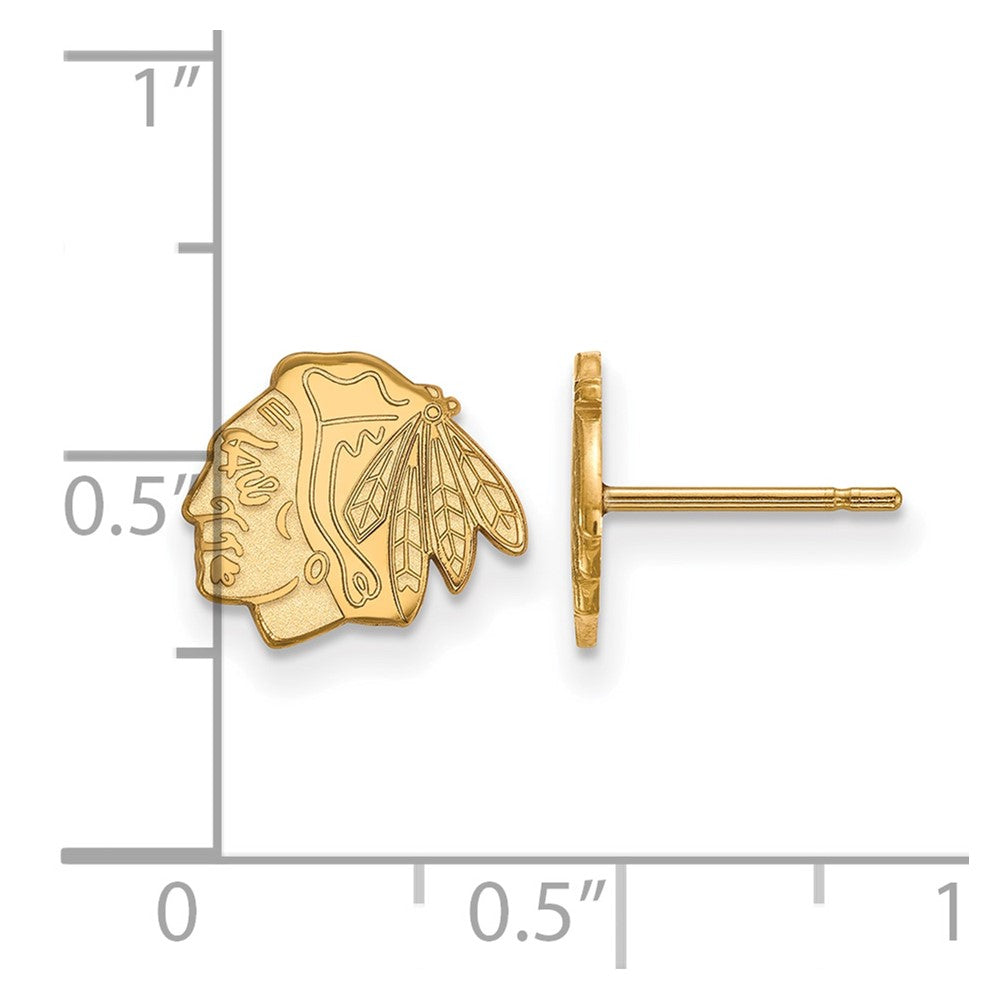 10K Yellow Gold Nhl Logoart Chicago Blackhawks Extra Small Post Earrings