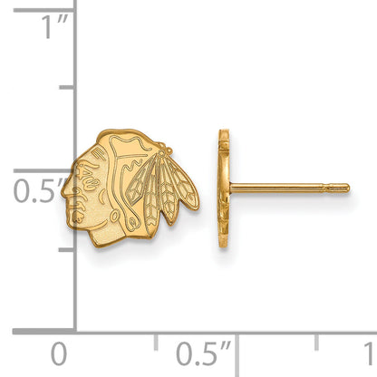 Gold Plated Sterling Silver Nhl Logoart Chicago Blackhawks Extra Small Post Earrings