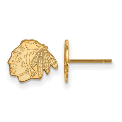 14K Yellow Gold Nhl Logoart Chicago Blackhawks Extra Small Post Earrings