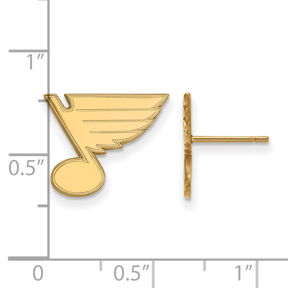 Gold Plated Sterling Silver Nhl Logoart St. Louis Blues Small Post Earrings