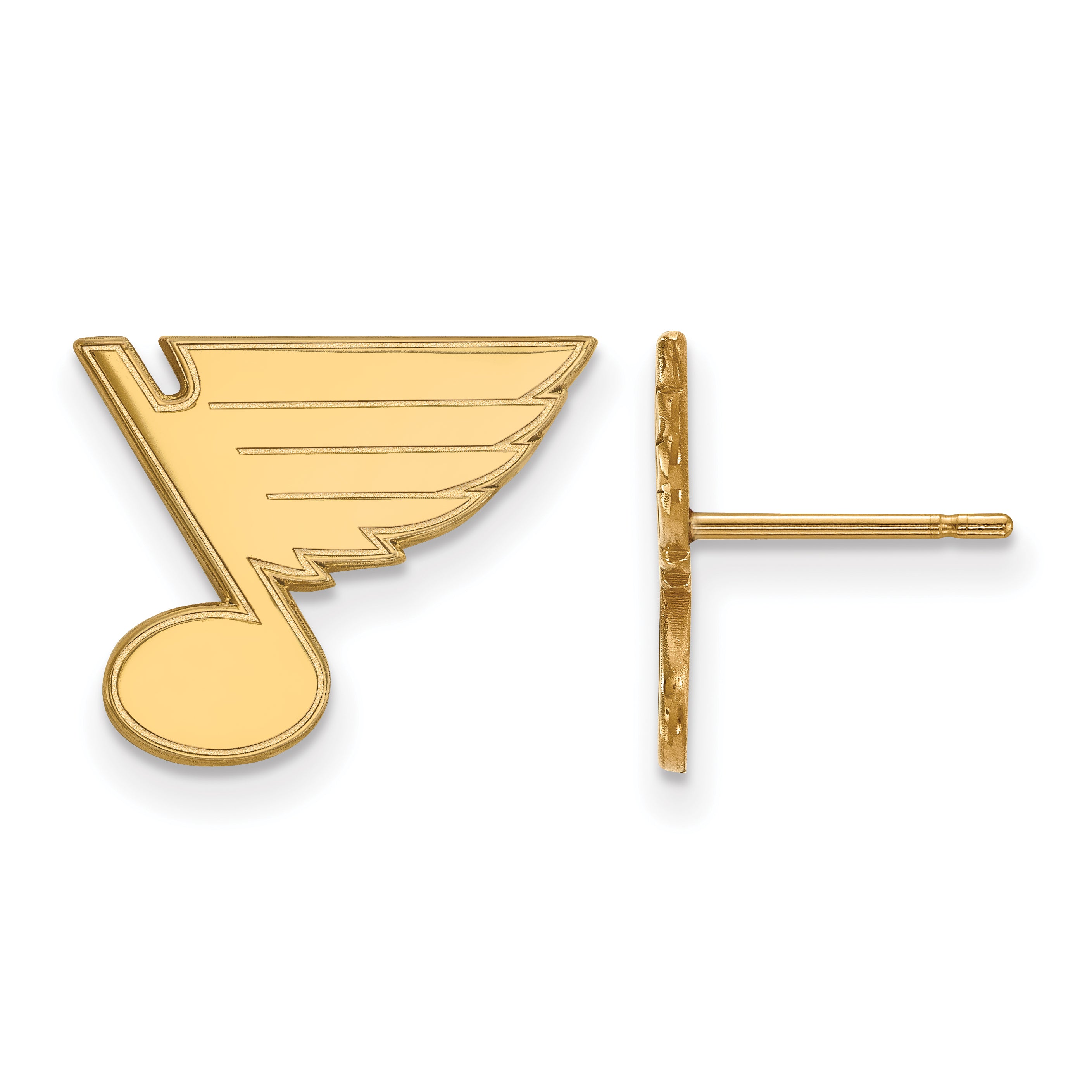 Gold Plated Sterling Silver Nhl Logoart St. Louis Blues Small Post Earrings