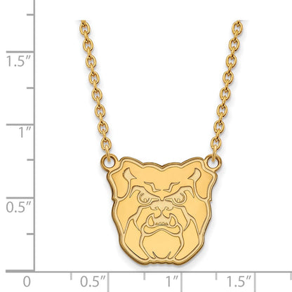 Gold Plated Sterling Silver Logoart Butler University Bulldog Large Pendant 18 Inch Necklace