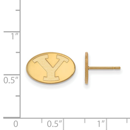 Gold Plated Sterling Silver Logoart Brigham Young University Letter Y Extra Small Post Earrings