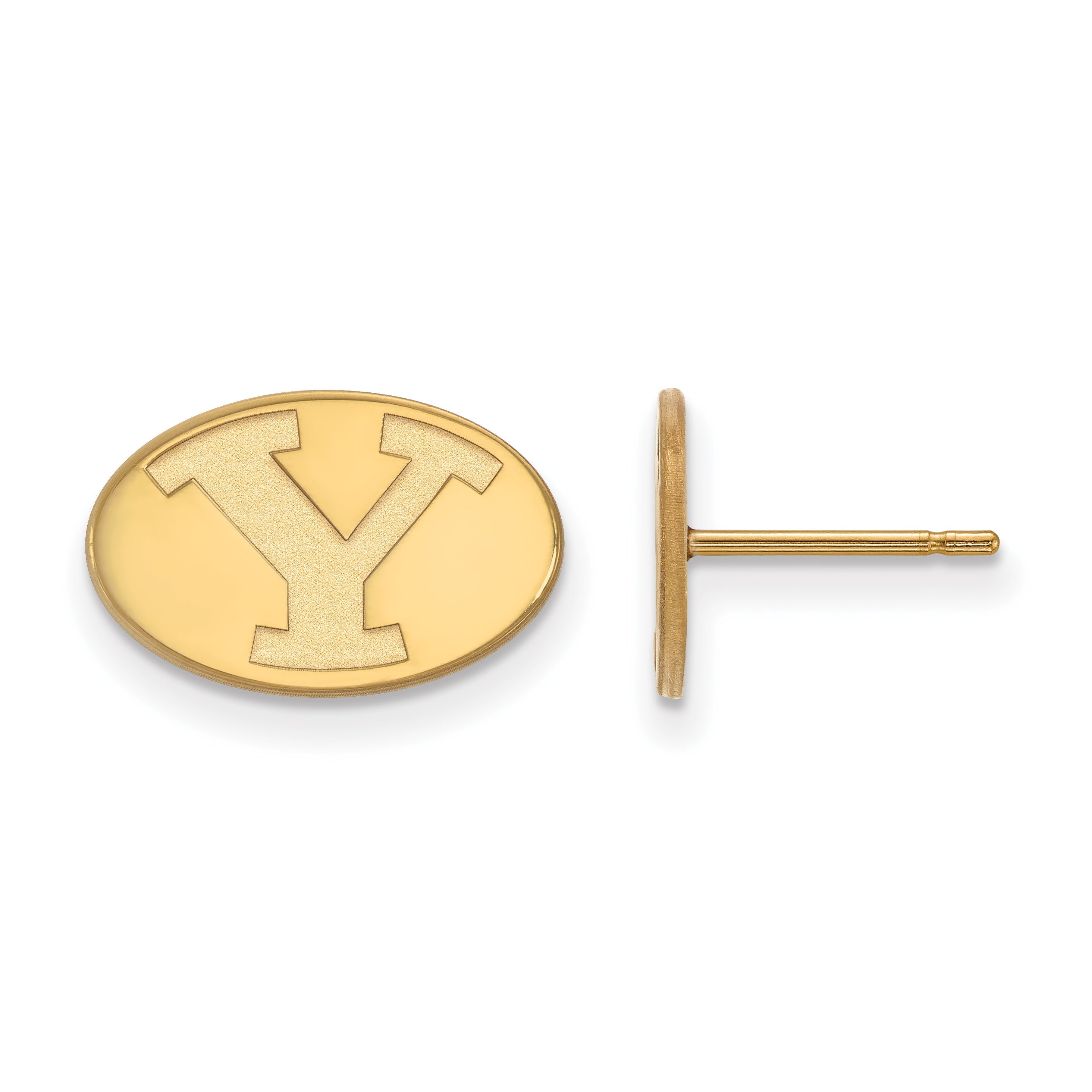 Gold Plated Sterling Silver Logoart Brigham Young University Letter Y Extra Small Post Earrings