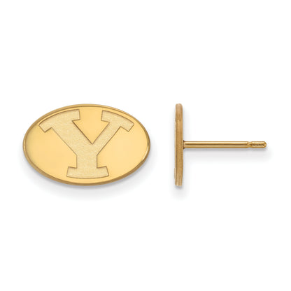 Gold Plated Sterling Silver Logoart Brigham Young University Letter Y Extra Small Post Earrings