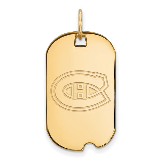 Gold Plated Sterling Silver Nhl Logoart Montreal Canadiens Small Dog Tag Pendant