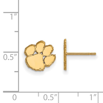 10K Yellow Gold Logoart Clemson University Tiger Paw Extra Small Post Earrings