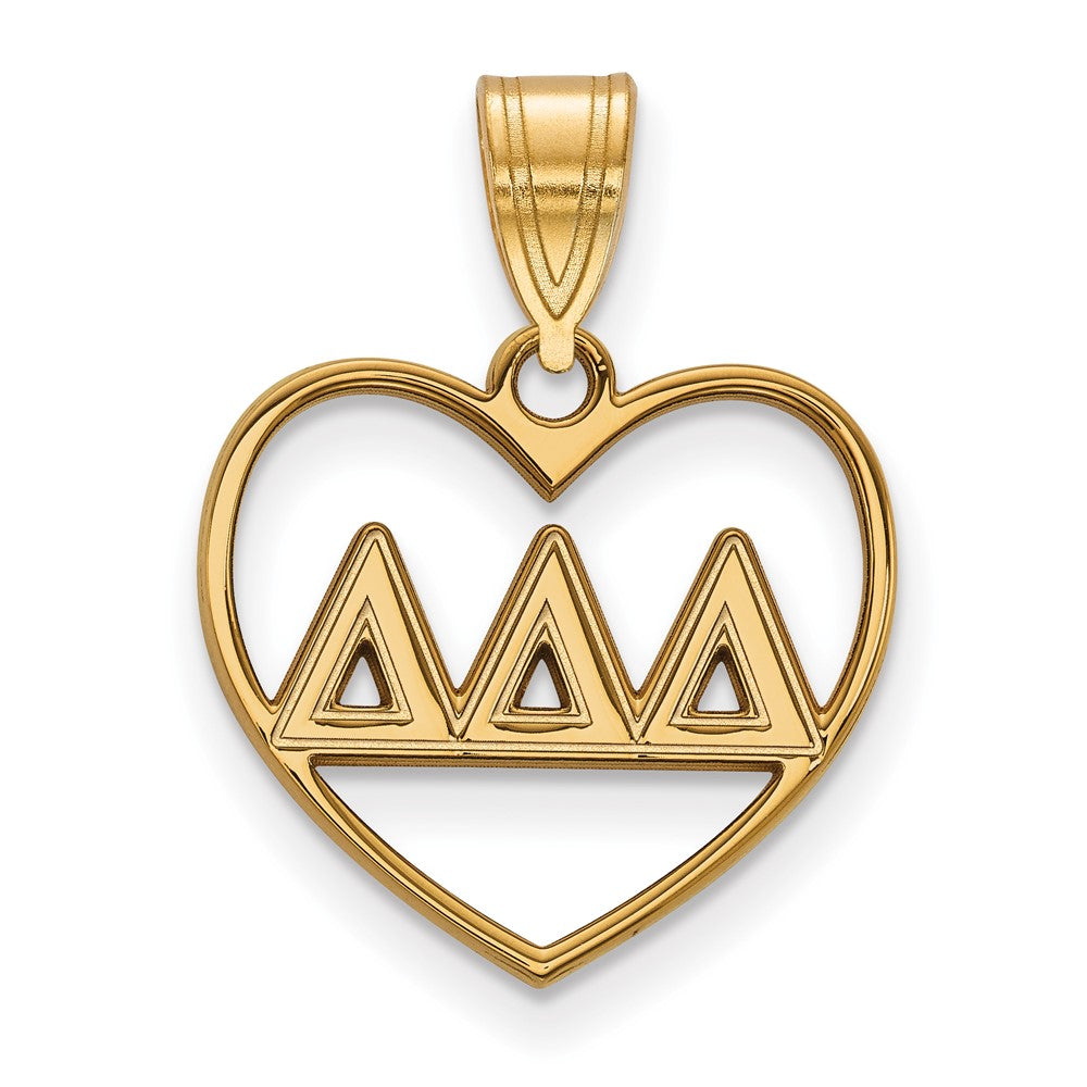 Gold Plated Sterling Silver Logoart Delta Sorority Greek Letters Heart Pendant