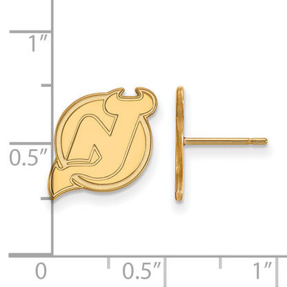 14K Yellow Gold Nhl Logoart New Jersey Devils Small Post Earrings