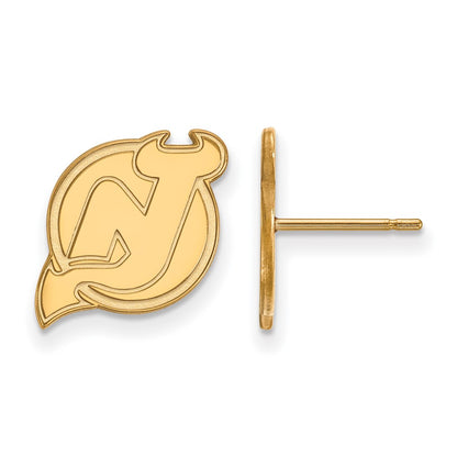 10K Yellow Gold Nhl Logoart New Jersey Devils Small Post Earrings