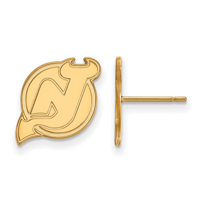 Gold Plated Sterling Silver Nhl Logoart New Jersey Devils Small Post Earrings