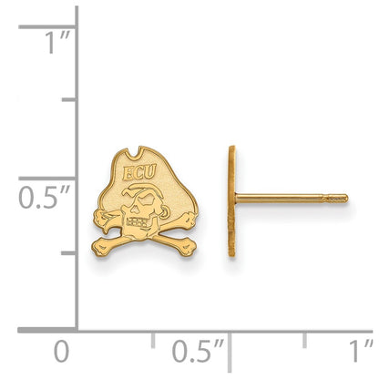 10K Yellow Gold Logoart East Carolina University Pirate Extra Small Post Earrings