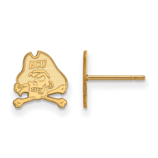 14K Yellow Gold Logoart East Carolina University Pirate Extra Small Post Earrings