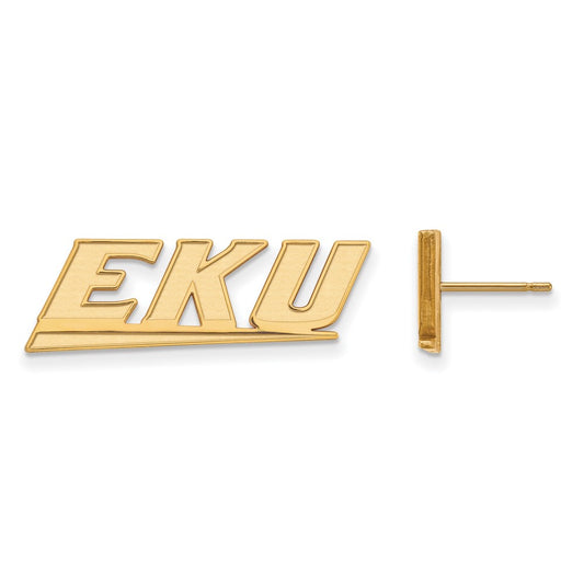 14K Yellow Gold Logoart Eastern Kentucky University E K U Small Post Earrings