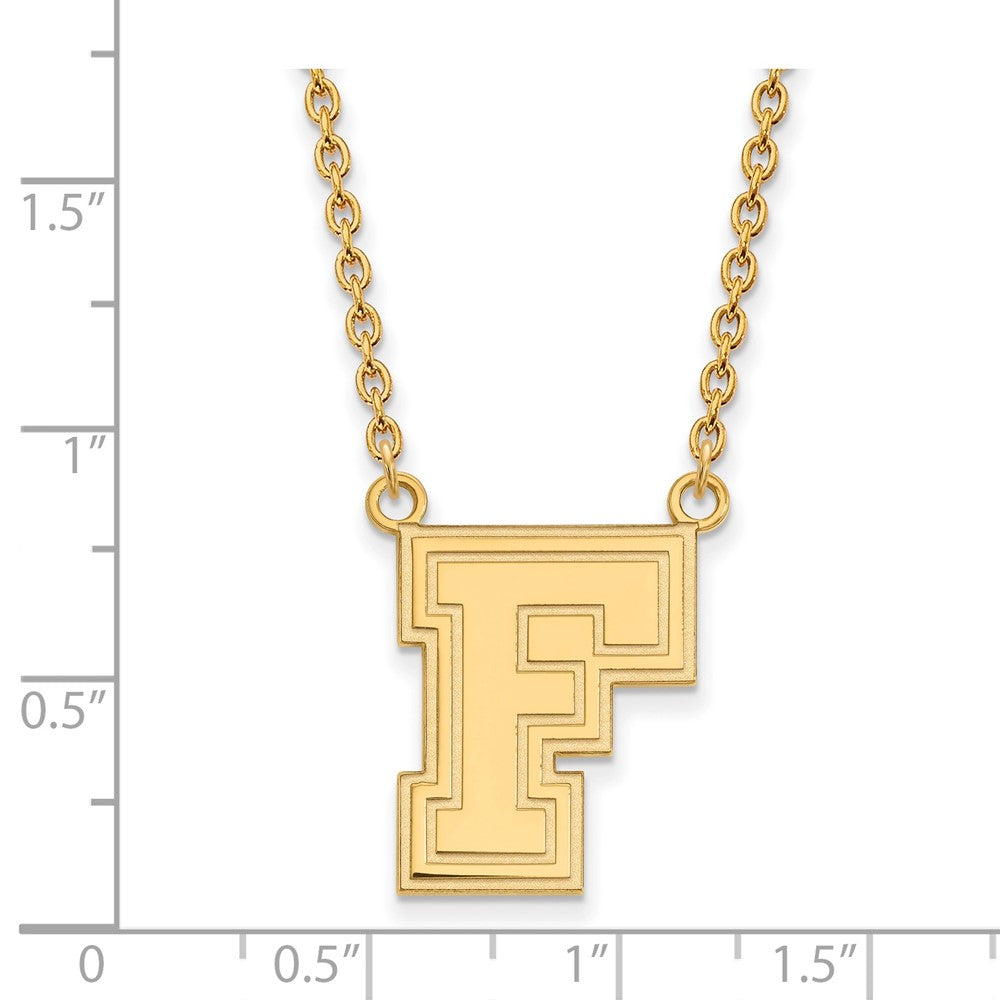 10K Yellow Gold Logoart Fordham University Letter F Large Pendant 18 Inch Necklace