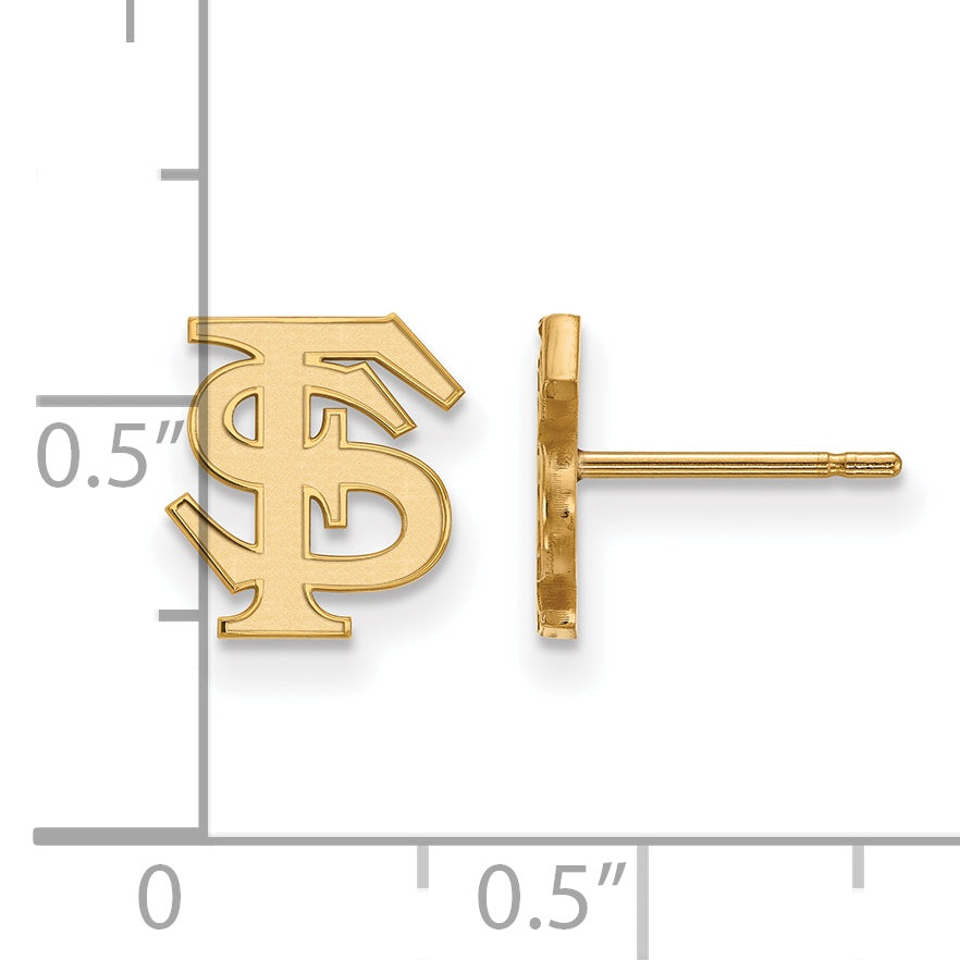 14K Yellow Gold Logoart Florida State University F S Extra Small Post Earrings