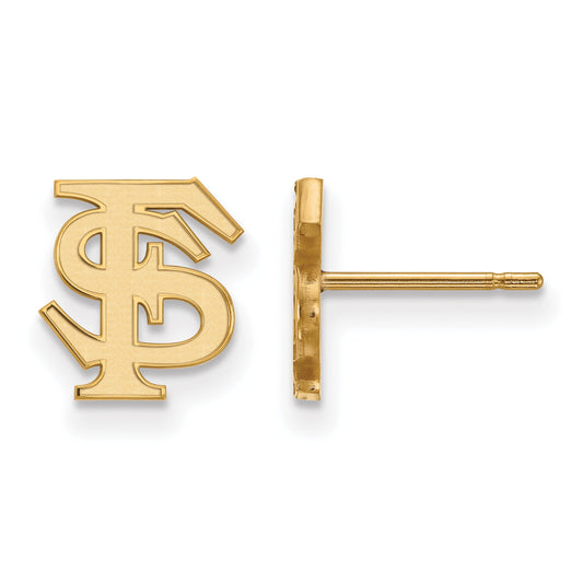 14K Yellow Gold Logoart Florida State University F S Extra Small Post Earrings
